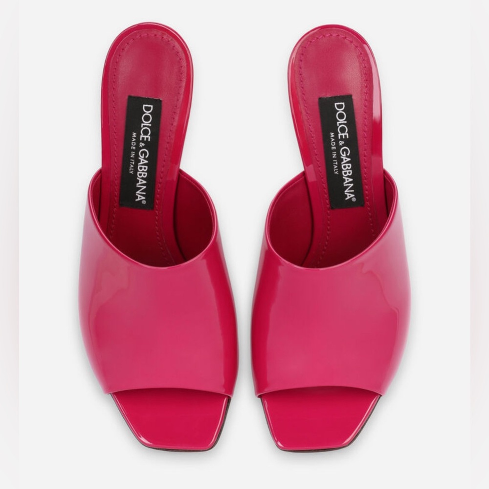 Dolce & Gabbana Fuchsia CIABATTA TACCO with Gold Interlocking Heels SZ 41EU/11US - Picture 4 of 15